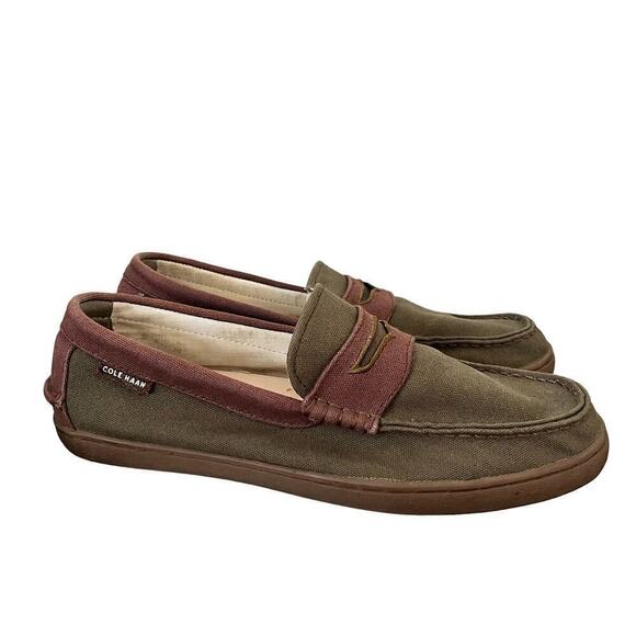Cole Haan Men’s Nantucket Penny Loafer Size 9 Green Canvas Slip On Shoes - Picture 2 of 10